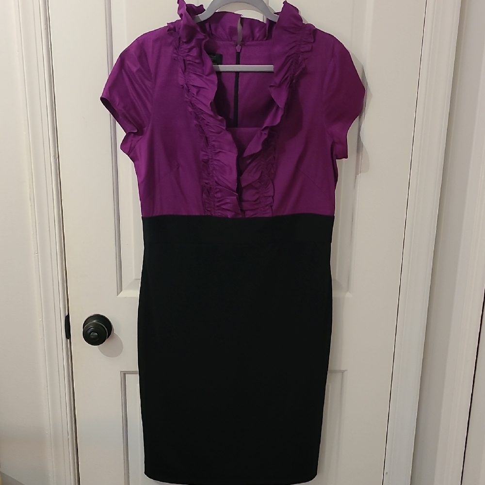 Suzi Chin Purple and Black Ruffle Dress